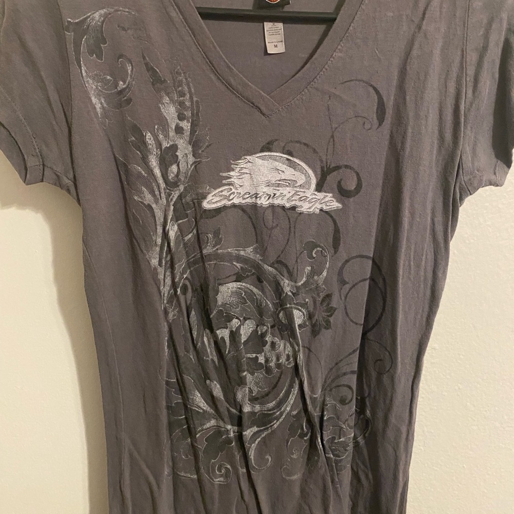 Harley-Davidson Gray V-Neck Women's Tee
